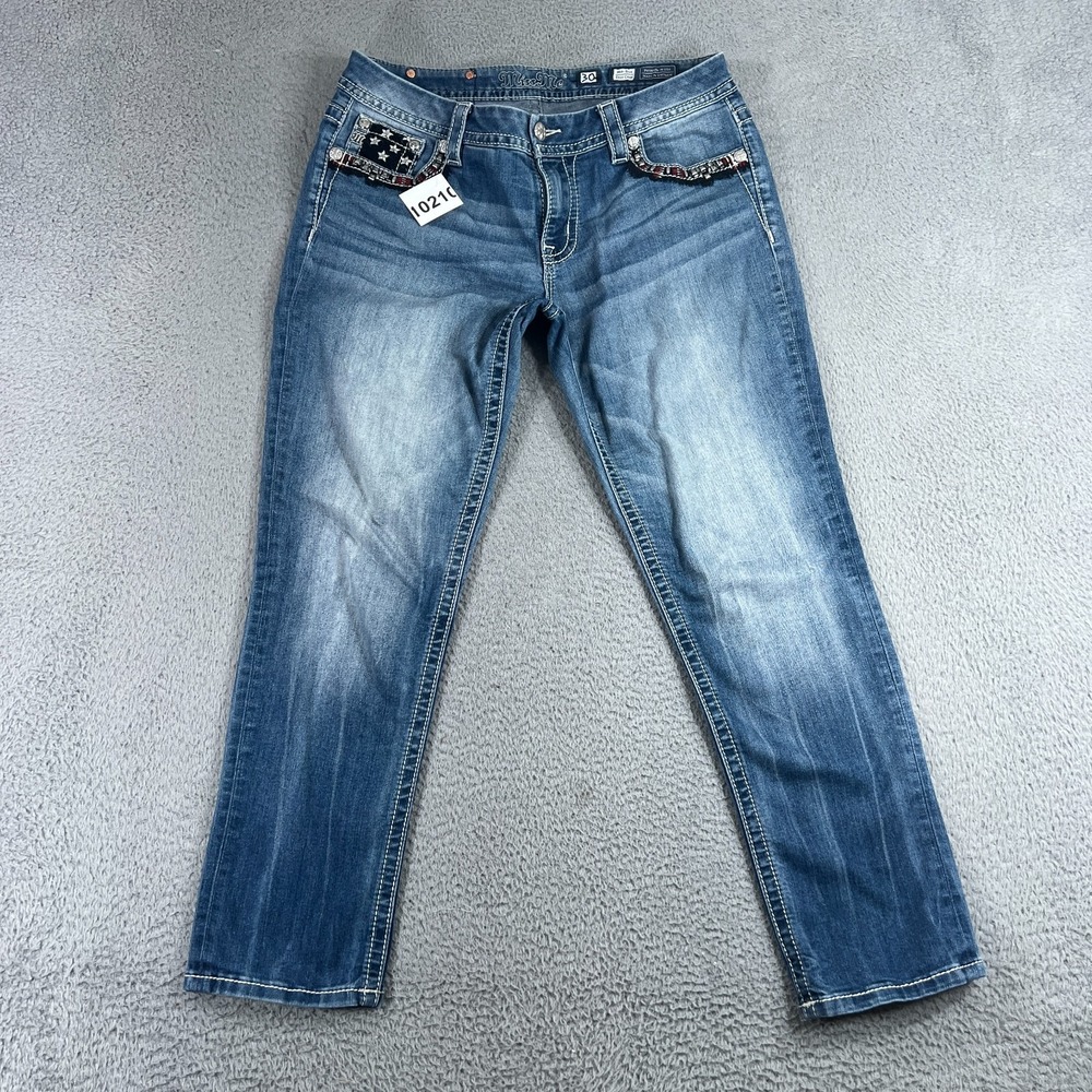 Miss Me Easy Crop Jeans Women's Size 30 36"x29" Embellished